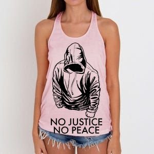 No Justice No Peace Black Lives Matter Women's Knotted Racerback Tank