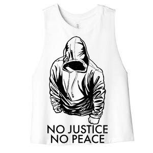 No Justice No Peace Black Lives Matter Women's Racerback Cropped Tank