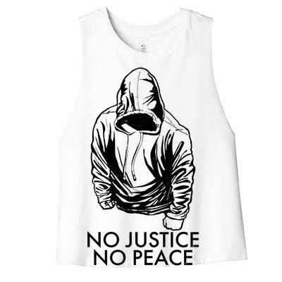 No Justice No Peace Black Lives Matter Women's Racerback Cropped Tank