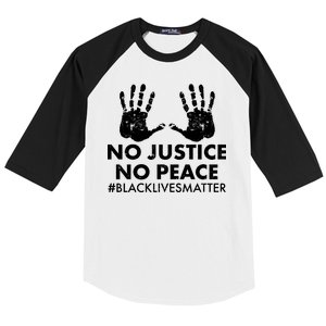 No Justice No Peace #BLACKLIVESMATTER Hand Prints Baseball Sleeve Shirt