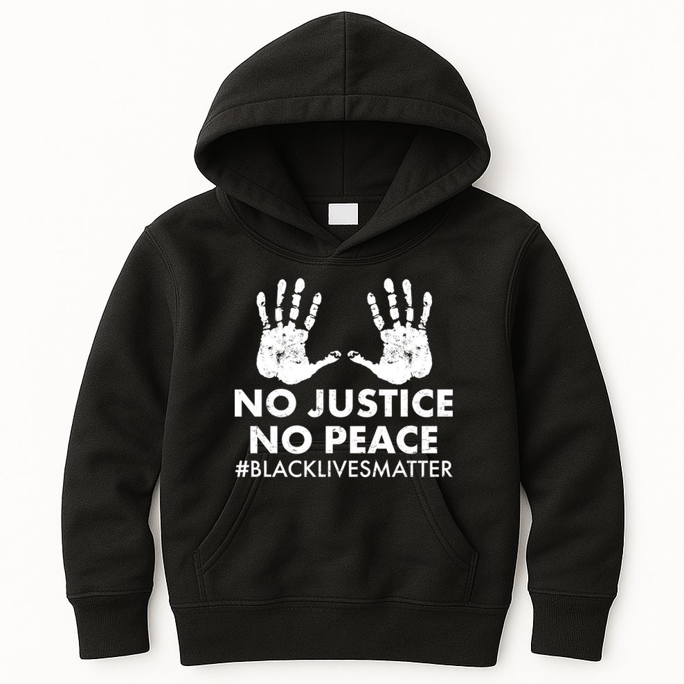 No Justice No Peace #BLACKLIVESMATTER Hand Prints Kids Hoodie
