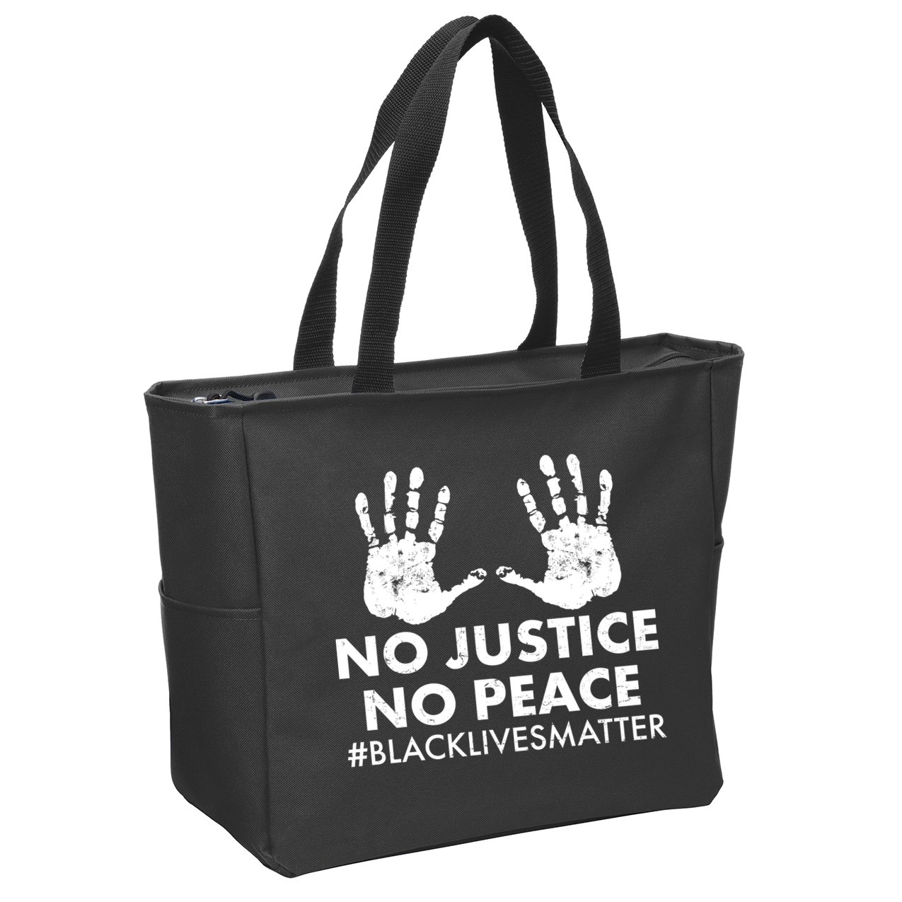No Justice No Peace #BLACKLIVESMATTER Hand Prints Zip Tote Bag