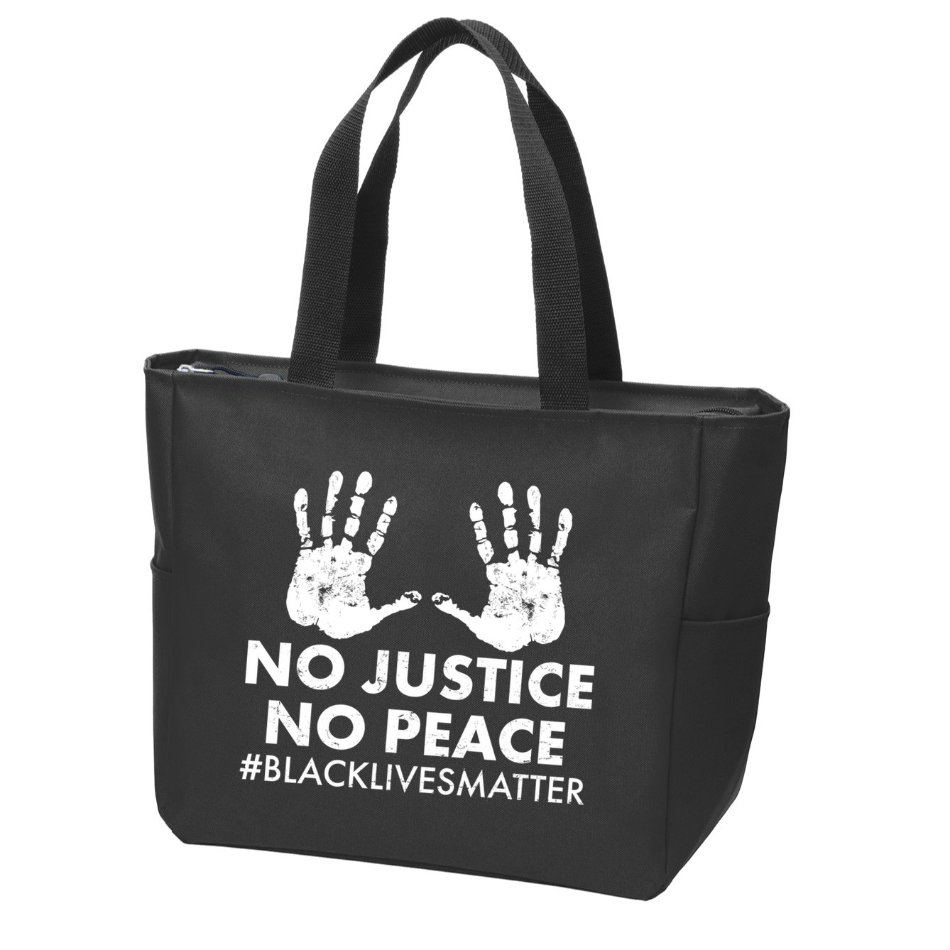 No Justice No Peace #BLACKLIVESMATTER Hand Prints Zip Tote Bag