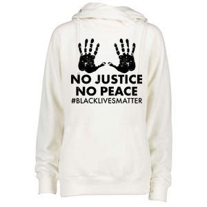 No Justice No Peace #BLACKLIVESMATTER Hand Prints Womens Funnel Neck Pullover Hood