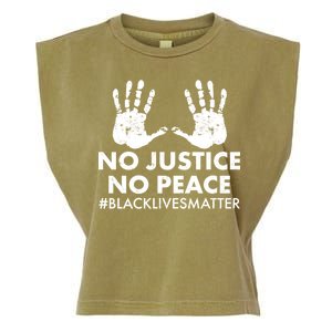 No Justice No Peace #BLACKLIVESMATTER Hand Prints Garment-Dyed Women's Muscle Tee