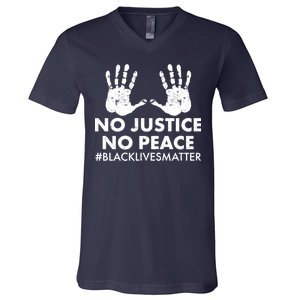 No Justice No Peace #BLACKLIVESMATTER Hand Prints V-Neck T-Shirt