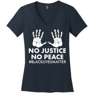 No Justice No Peace #BLACKLIVESMATTER Hand Prints Women's V-Neck T-Shirt