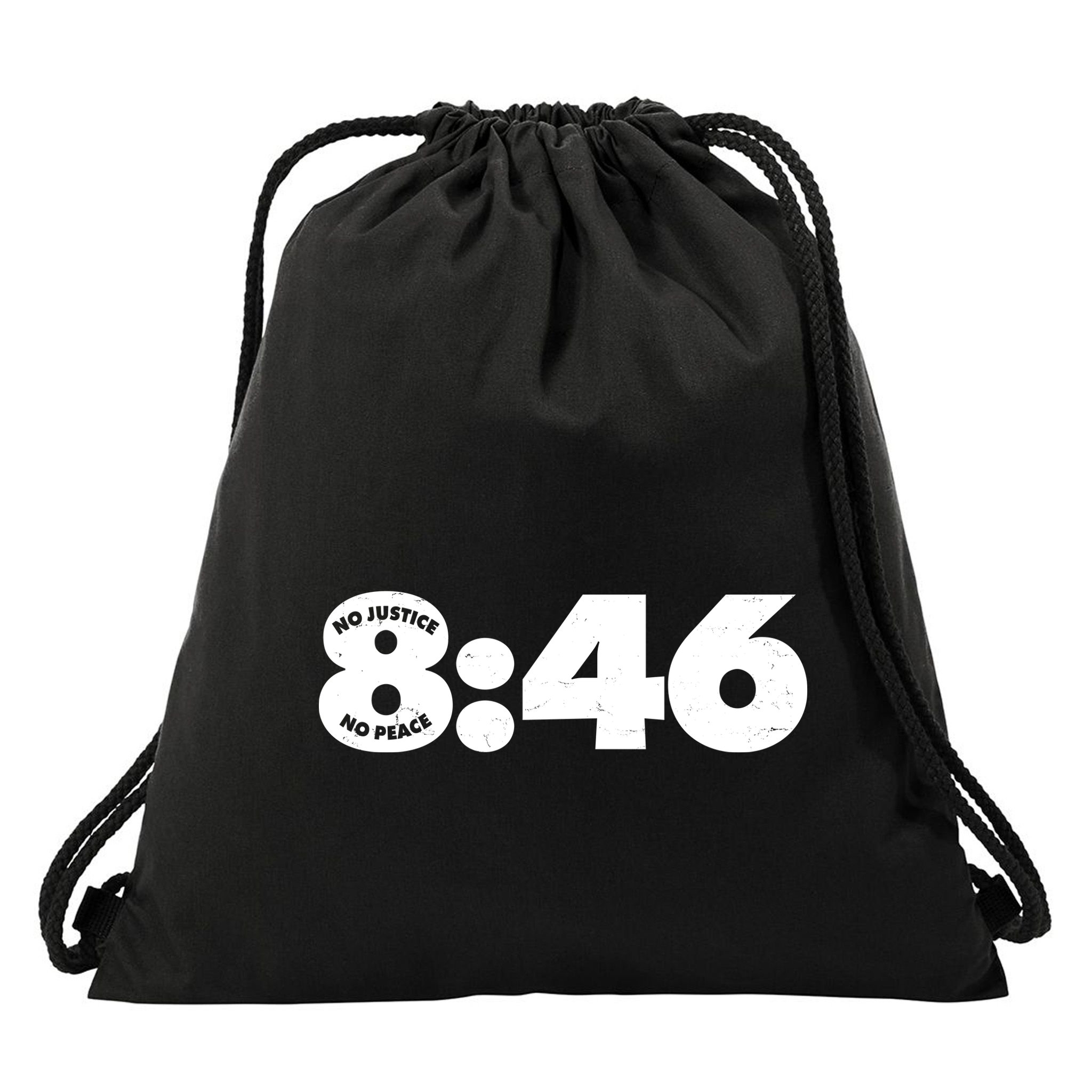 No Justice No Peace George Floyd Tribute 8:46 Drawstring Bag