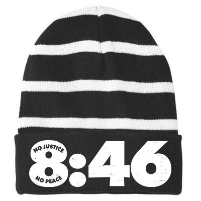 No Justice No Peace George Floyd Tribute 8:46 Striped Beanie with Solid Band