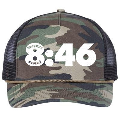 No Justice No Peace George Floyd Tribute 8:46 Retro Rope Trucker Hat Cap