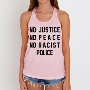 No Justice No Peace No Racist Police Women's Knotted Racerback Tank