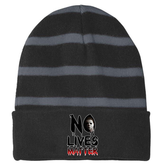 No Lives Matter Classic Horror Striped Beanie with Solid Band