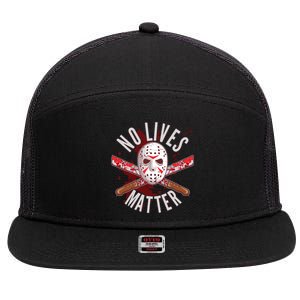 No Lives Matter Jason Hockey Mask 7 Panel Mesh Trucker Snapback Hat