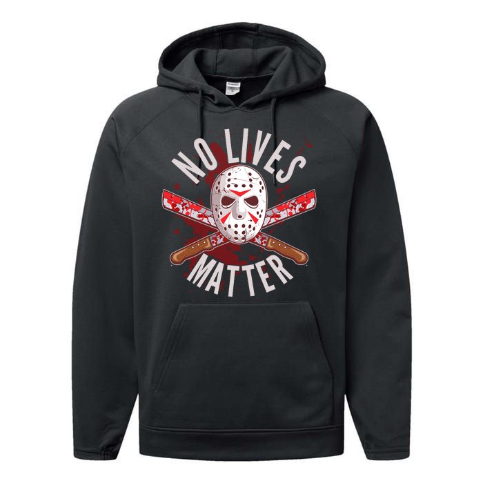 No Lives Matter Jason Hockey Mask Performance Fleece Hoodie