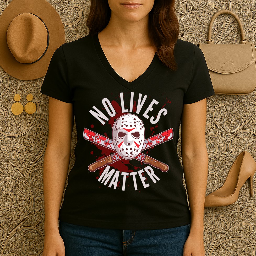 No Lives Matter Jason Hockey Mask Women's V-Neck T-Shirt