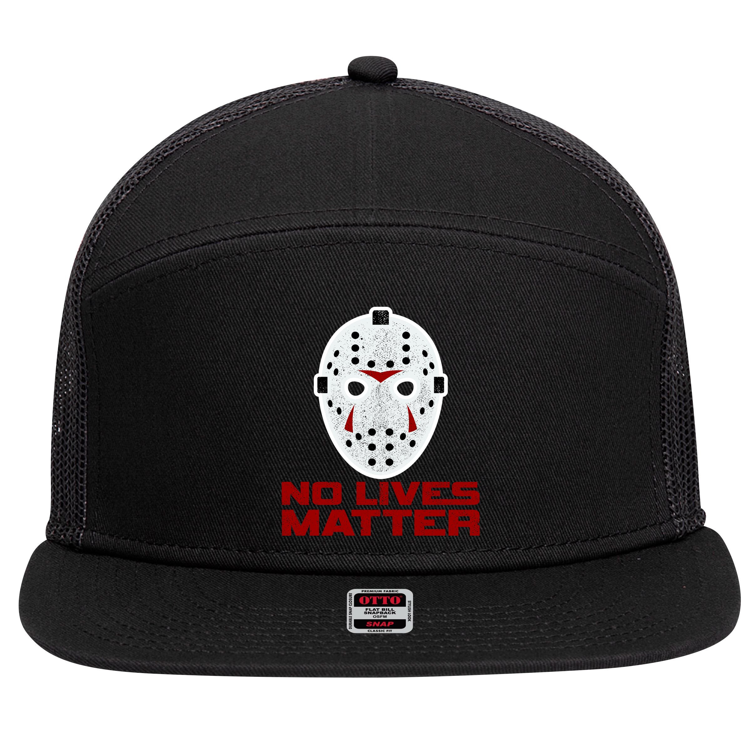 No Lives Matter Scary Halloween Mask 7 Panel Mesh Trucker Snapback Hat