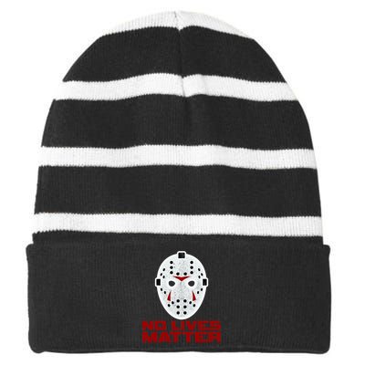 No Lives Matter Scary Halloween Mask Striped Beanie with Solid Band