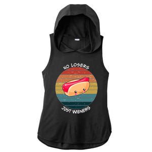 No Losers Just Wieners Ladies PosiCharge Tri-Blend Wicking Draft Hoodie Tank