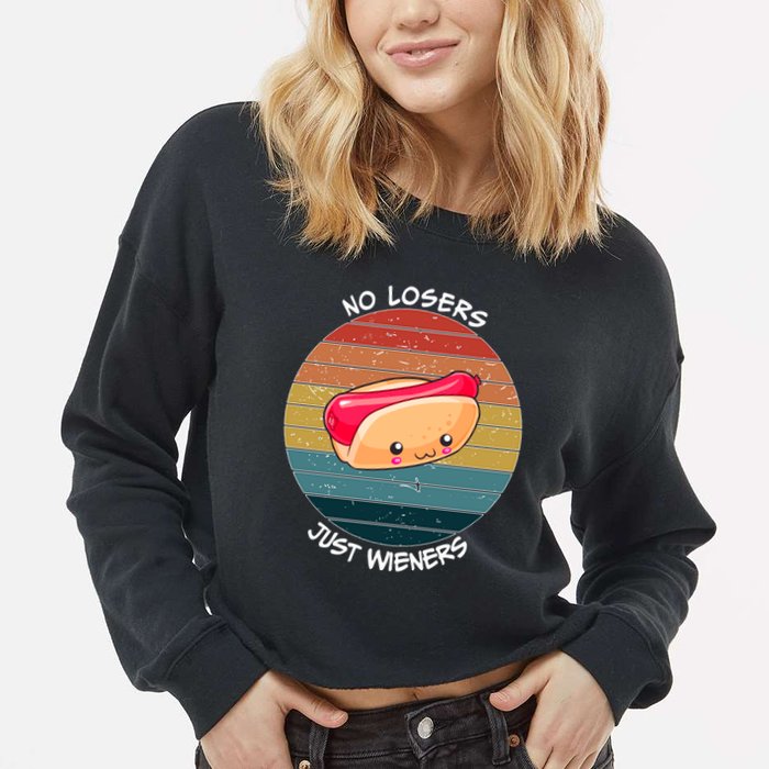 No Losers Just Wieners Cropped Pullover Crew