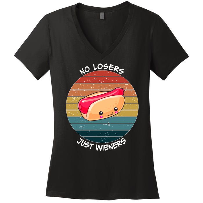 No Losers Just Wieners Women's V-Neck T-Shirt