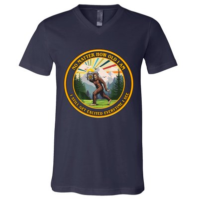 No Matter How Old I Am I Still Get Excited Every Time I See Bigfoot V-Neck T-Shirt