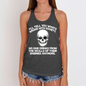 No One Drinks From The Skulls of Their Enemies Anymore Women's Knotted Racerback Tank