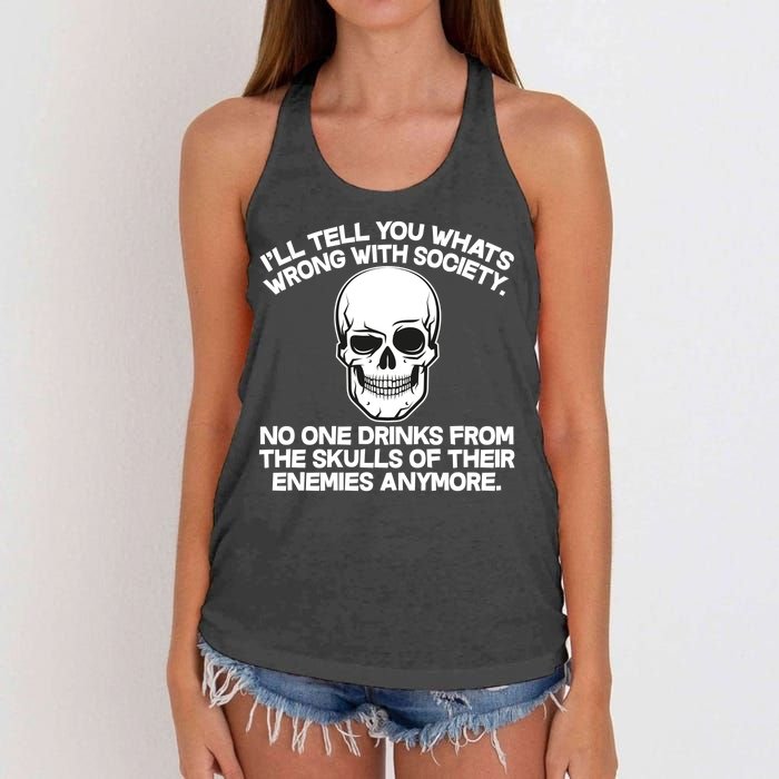 No One Drinks From The Skulls of Their Enemies Anymore Women's Knotted Racerback Tank