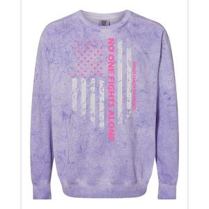 No One Fight Alone Breast Cancer Awareness Flag Colorblast Crewneck Sweatshirt