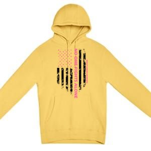 No One Fight Alone Breast Cancer Awareness Flag Premium Pullover Hoodie