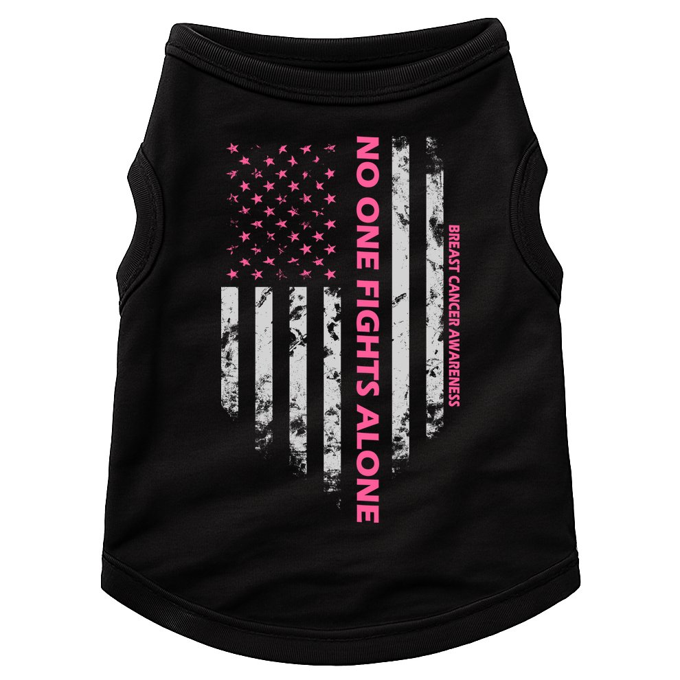 No One Fight Alone Breast Cancer Awareness Flag Doggie Tank
