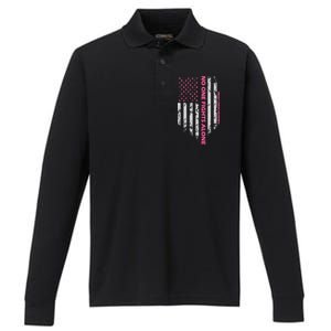 No One Fight Alone Breast Cancer Awareness Flag Performance Long Sleeve Polo