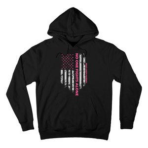 No One Fight Alone Breast Cancer Awareness Flag Hoodie