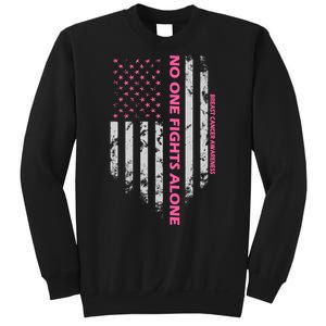 No One Fight Alone Breast Cancer Awareness Flag Sweatshirt