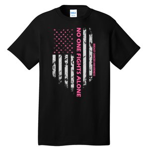 No One Fight Alone Breast Cancer Awareness Flag Tall T-Shirt