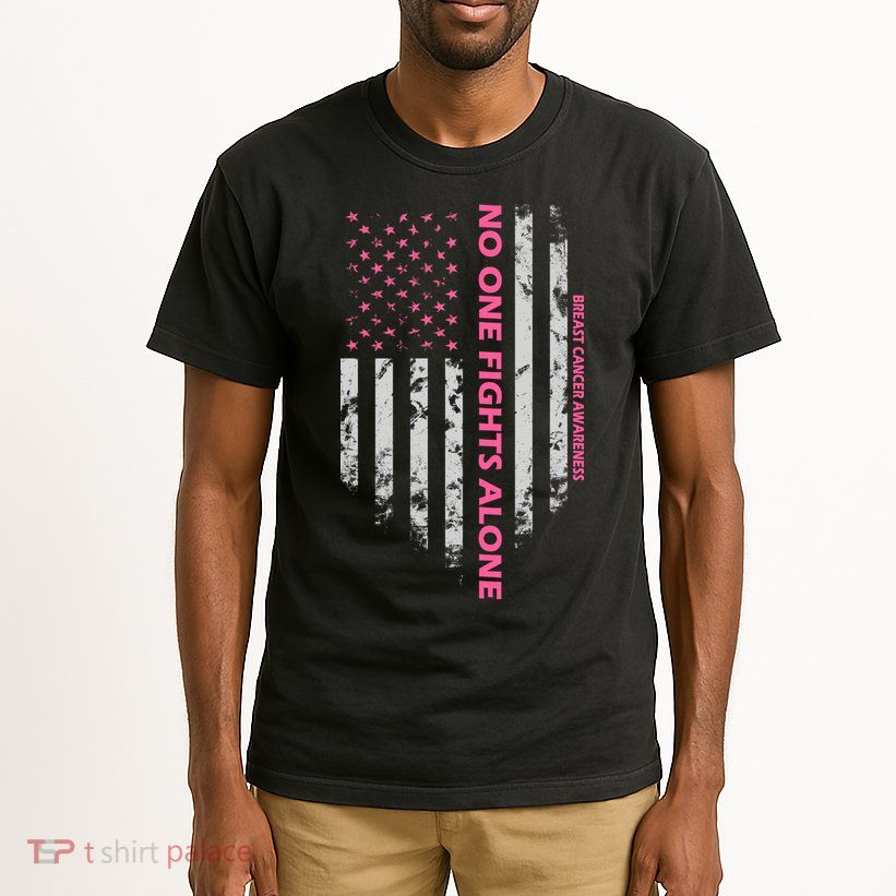 No One Fight Alone Breast Cancer Awareness Flag Tall T-Shirt