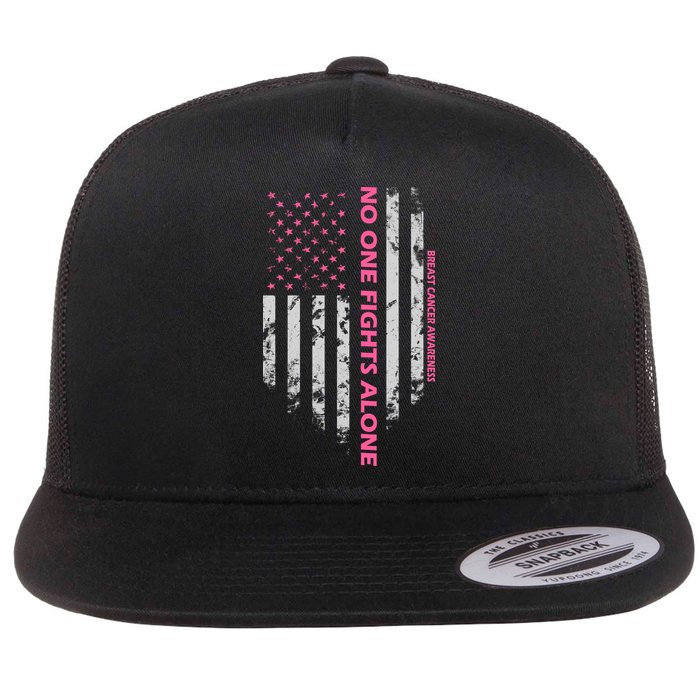 No One Fight Alone Breast Cancer Awareness Flag Flatbill Hat
