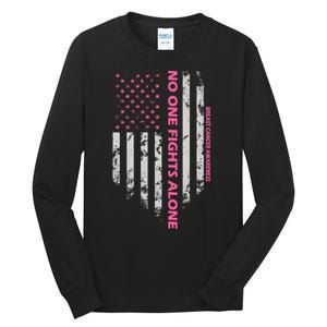 No One Fight Alone Breast Cancer Awareness Flag Tall Long Sleeve T-Shirt