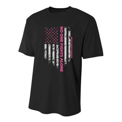 No One Fight Alone Breast Cancer Awareness Flag Youth Performance Sprint T-Shirt