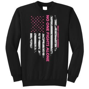 No One Fight Alone Breast Cancer Awareness Flag Tall Sweatshirt