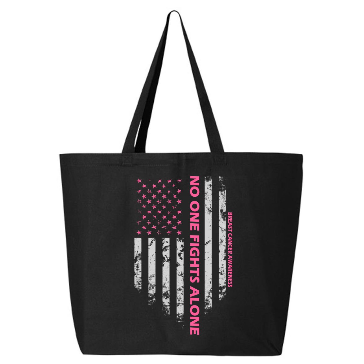 No One Fight Alone Breast Cancer Awareness Flag 25L Jumbo Tote