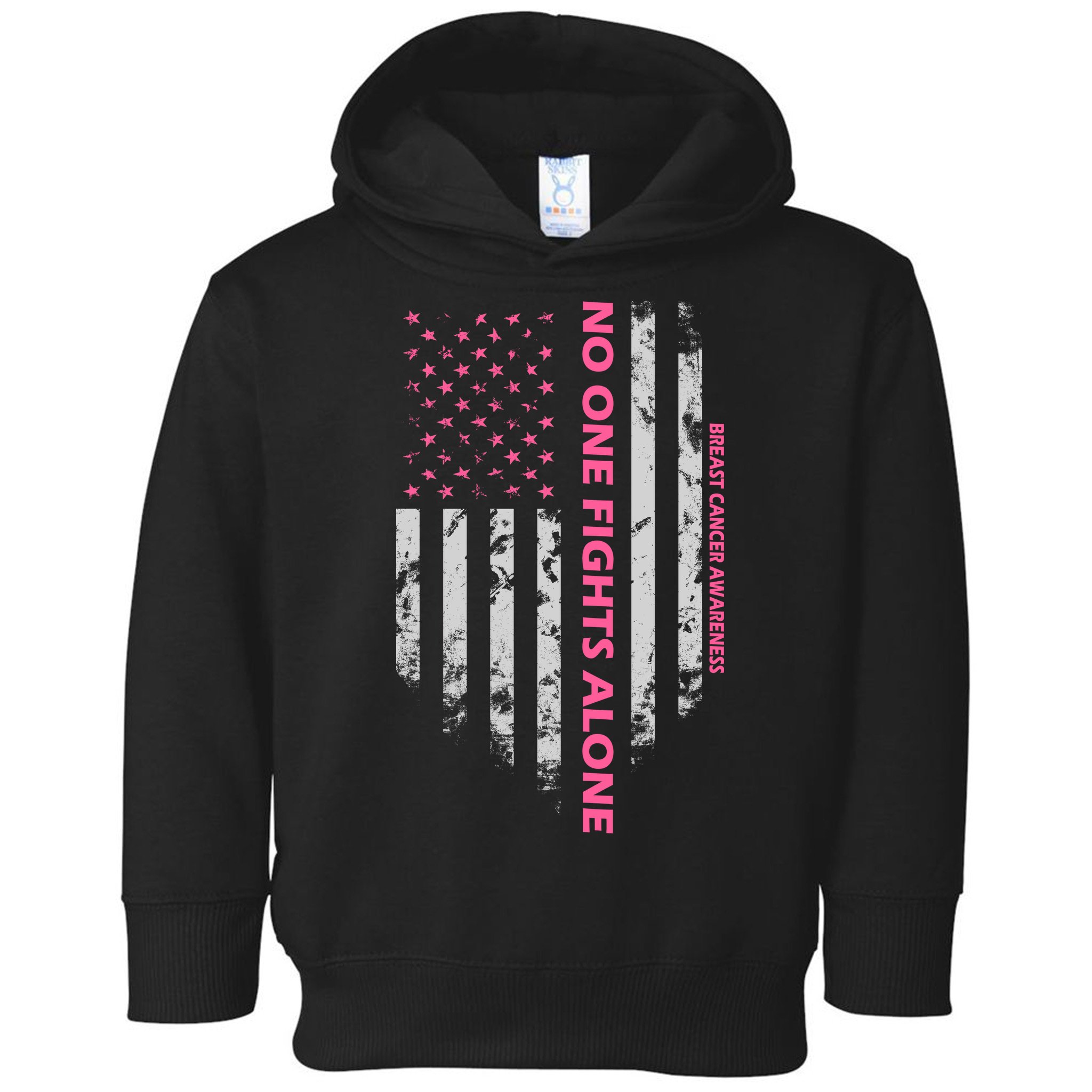 No One Fight Alone Breast Cancer Awareness Flag Toddler Hoodie