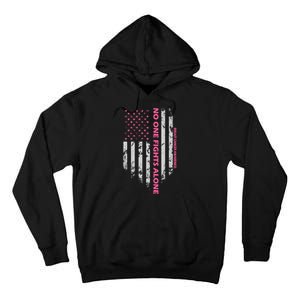 No One Fight Alone Breast Cancer Awareness Flag Tall Hoodie