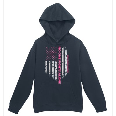 No One Fight Alone Breast Cancer Awareness Flag Urban Pullover Hoodie