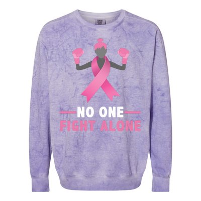 No One Fights  Alone Breast Cancer Colorblast Crewneck Sweatshirt