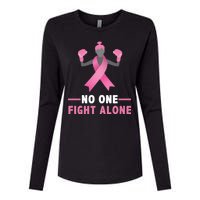 No One Fights  Alone Breast Cancer Womens Cotton Relaxed Long Sleeve T-Shirt