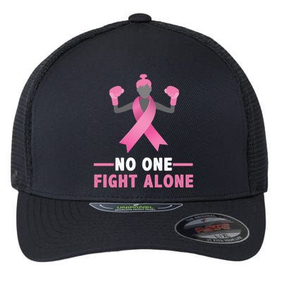 No One Fights  Alone Breast Cancer Flexfit Unipanel Trucker Cap