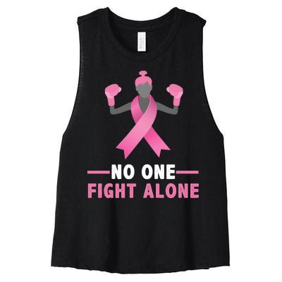 No One Fights  Alone Breast Cancer Women's Racerback Cropped Tank