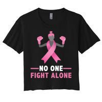 No One Fights  Alone Breast Cancer Women's Crop Top Tee