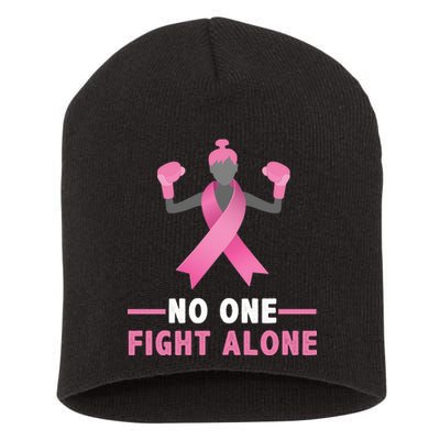 No One Fights  Alone Breast Cancer Short Acrylic Beanie