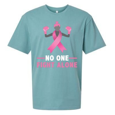 No One Fights  Alone Breast Cancer Sueded Cloud Jersey T-Shirt